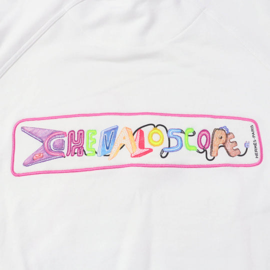 HERMES sweat 3E4626DA Main: 100% cotton, Part: 96% cotton, Part: 4% polyurethane, Embroidered part: 100% polyester White multicolor Chevroscope Women 34 Used Authentic