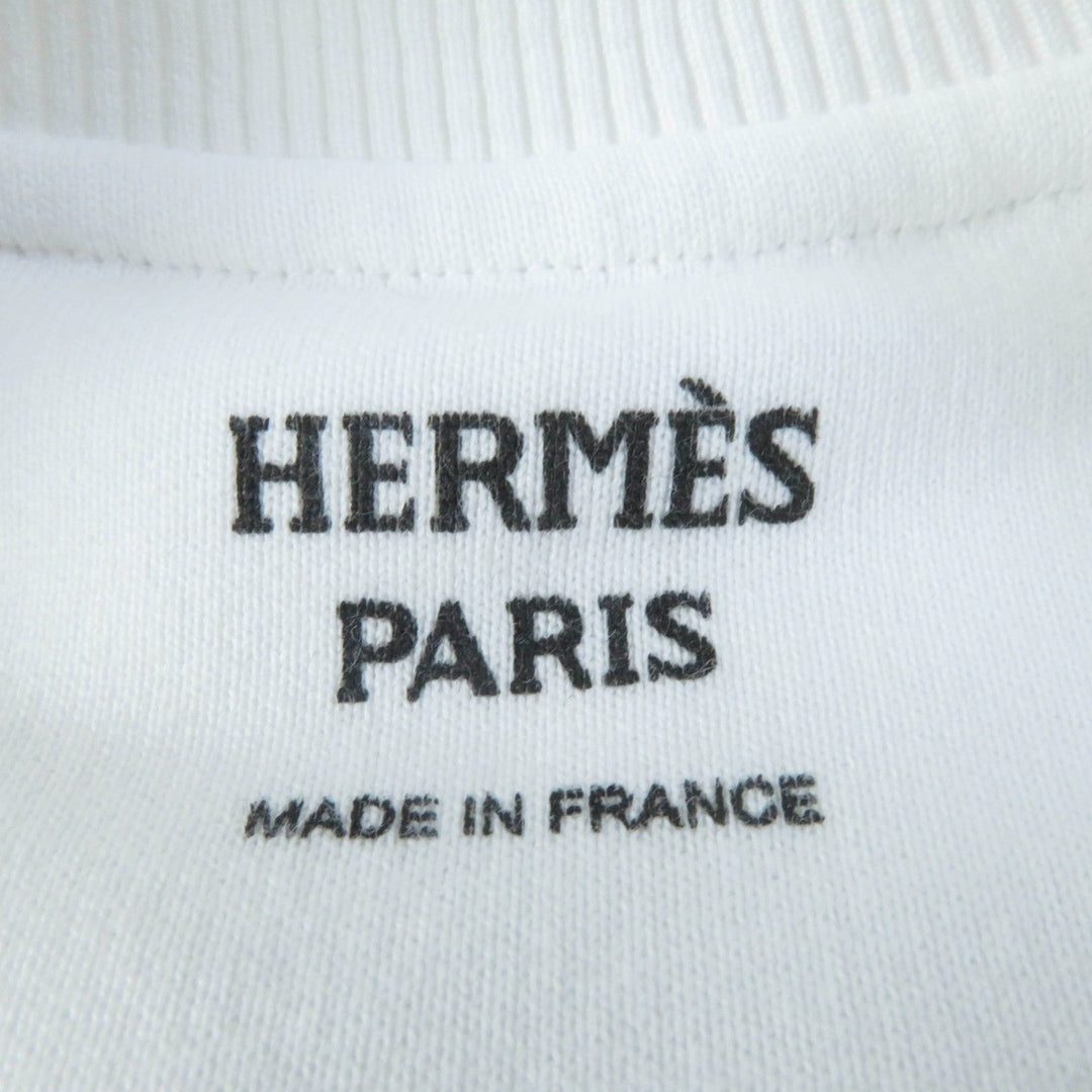 HERMES sweat 3E4626DA Main: 100% cotton, Part: 96% cotton, Part: 4% polyurethane, Embroidered part: 100% polyester White multicolor Chevroscope Women 34 Used Authentic