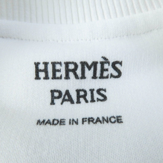 HERMES sweat 3E4626DA Main: 100% cotton, Part: 96% cotton, Part: 4% polyurethane, Embroidered part: 100% polyester White multicolor Chevroscope Women 34 Used Authentic