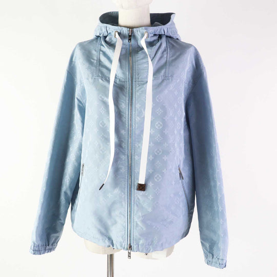 LOUIS VUITTON Blouson 1AFE42 Outer: 53% polyester, Outer: 47% silk, Lining: 100% cotton, Part: 100% polyester, Synthetic leather: 100% polyester Light blue Monogram print parka Women 38 Used Authentic