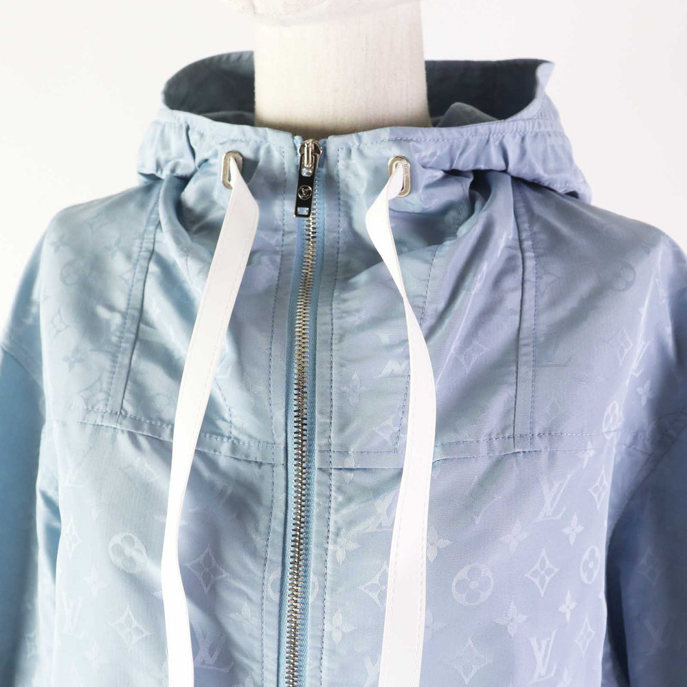 LOUIS VUITTON Blouson 1AFE42 Outer: 53% polyester, Outer: 47% silk, Lining: 100% cotton, Part: 100% polyester, Synthetic leather: 100% polyester Light blue Monogram print parka Women 38 Used Authentic