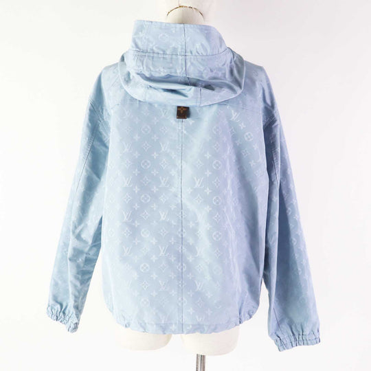 LOUIS VUITTON Blouson 1AFE42 Outer: 53% polyester, Outer: 47% silk, Lining: 100% cotton, Part: 100% polyester, Synthetic leather: 100% polyester Light blue Monogram print parka Women 38 Used Authentic