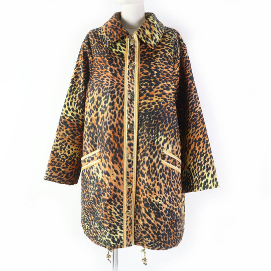 LEONARD FASHION coat 0328451 Main: 100% silk, Lining: 100% polyester, Filling: 100% polyester Brown type Women 9AR Used Authentic