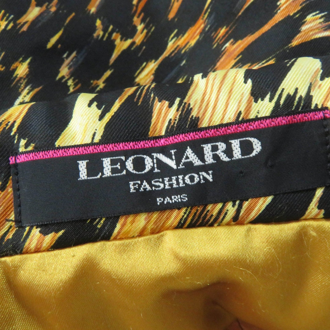 LEONARD FASHION coat 0328451 Main: 100% silk, Lining: 100% polyester, Filling: 100% polyester Brown type Women 9AR Used Authentic