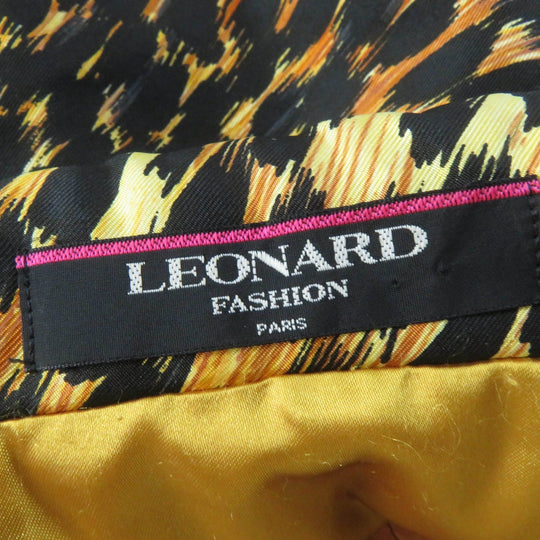 LEONARD FASHION coat 0328451 Main: 100% silk, Lining: 100% polyester, Filling: 100% polyester Brown type Women 9AR Used Authentic