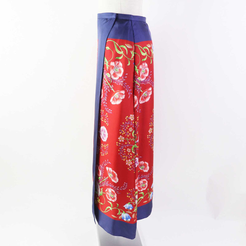 GUCCI Wrap skirt 676553 Main: 100% silk Navy red Women 36 Used Authentic