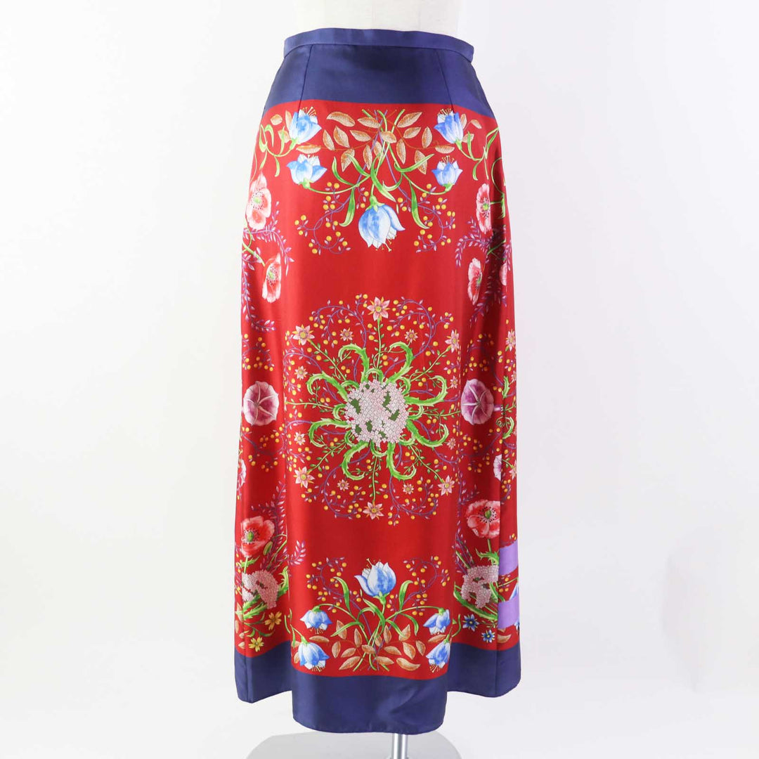 GUCCI Wrap skirt 676553 Main: 100% silk Navy red Women 36 Used Authentic