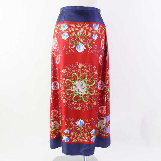 GUCCI Wrap skirt 676553 Main: 100% silk Navy red Women 36 Used Authentic