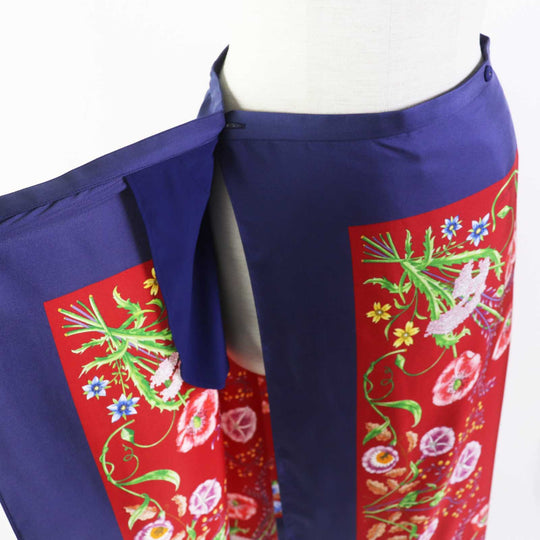 GUCCI Wrap skirt 676553 Main: 100% silk Navy red Women 36 Used Authentic