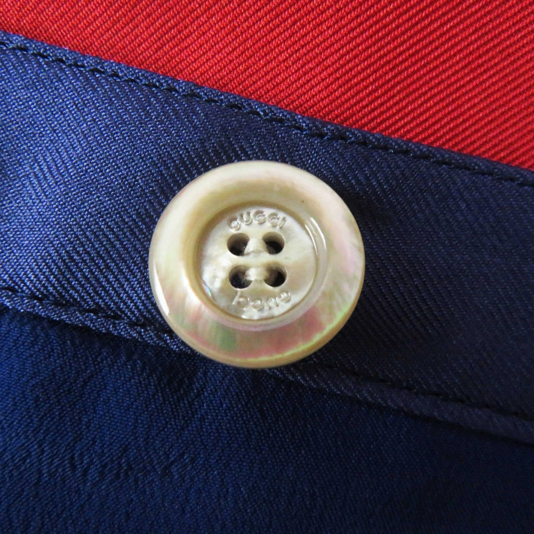 GUCCI Wrap skirt 676553 Main: 100% silk Navy red Women 36 Used Authentic