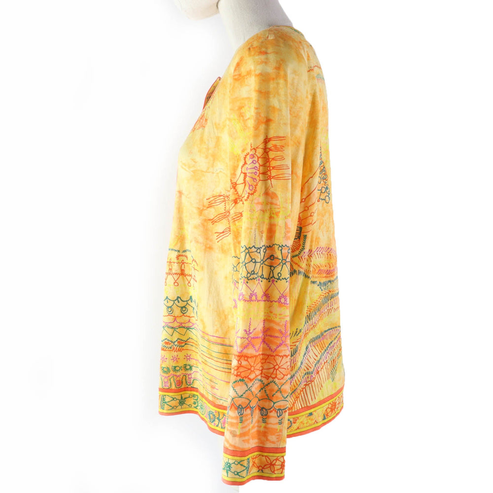 LEONARD FASHION cardigan 0359110 Main: 100% cotton Orange type Women L Used Authentic