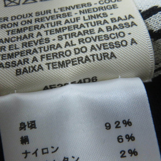 HERMES Short sleeve knit 4E2654D6 silk Navy white Knit jacquard chaos Women 42 Used Authentic