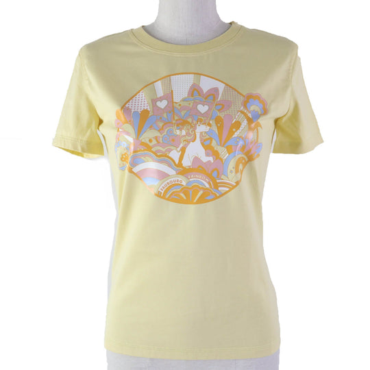 HERMES Short sleeve T-shirt Main: 100% cotton yellow UBOURG RAINBOW Women 34 Used Authentic