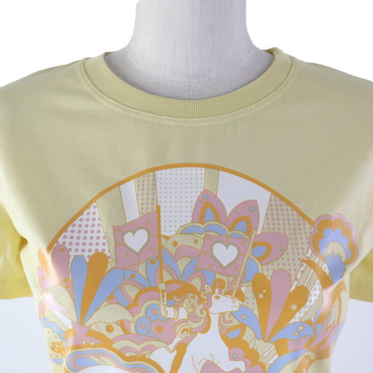 HERMES Short sleeve T-shirt Main: 100% cotton yellow UBOURG RAINBOW Women 34 Used Authentic