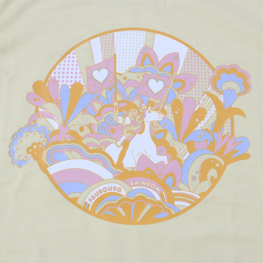 HERMES Short sleeve T-shirt Main: 100% cotton yellow UBOURG RAINBOW Women 34 Used Authentic