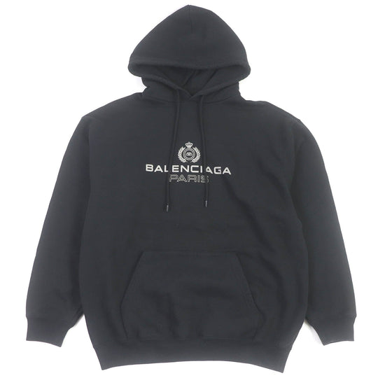 BALENCIAGA Hoodie 570811 Main: 100% cotton black mens M Used Authentic
