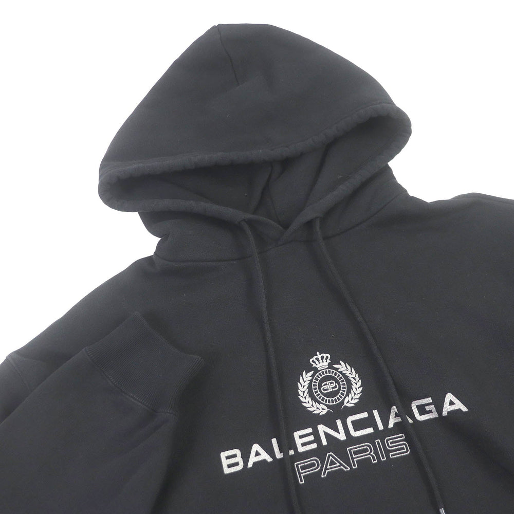 BALENCIAGA Hoodie 570811 Main: 100% cotton black mens M Used Authentic