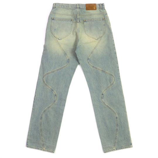 LOUIS VUITTON Denim pants Main: 100% cotton, Lining: 100% cotton, Leather part: Cowhide Blue type mens 30 Used Authentic