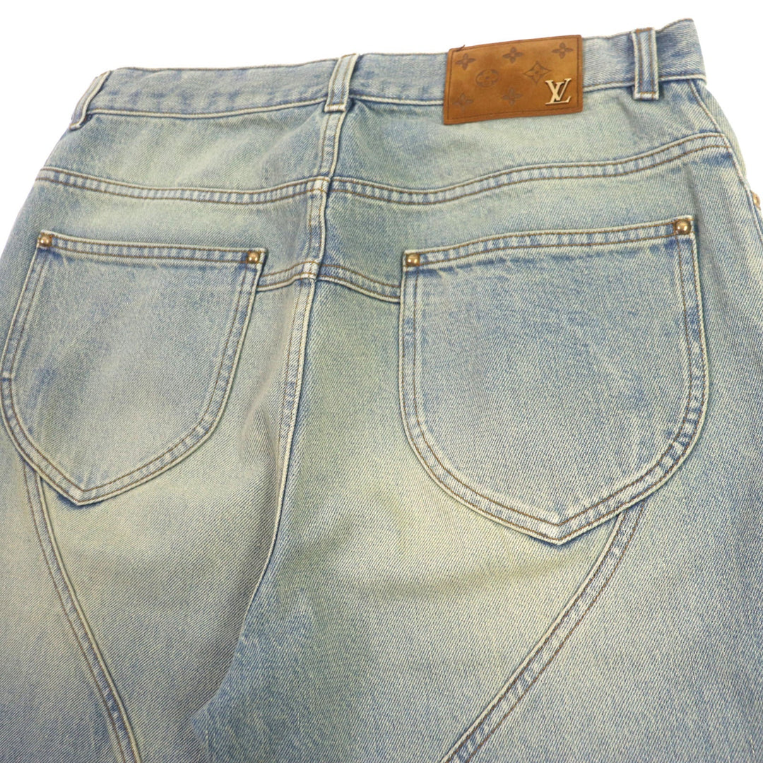 LOUIS VUITTON Denim pants Main: 100% cotton, Lining: 100% cotton, Leather part: Cowhide Blue type mens 30 Used Authentic