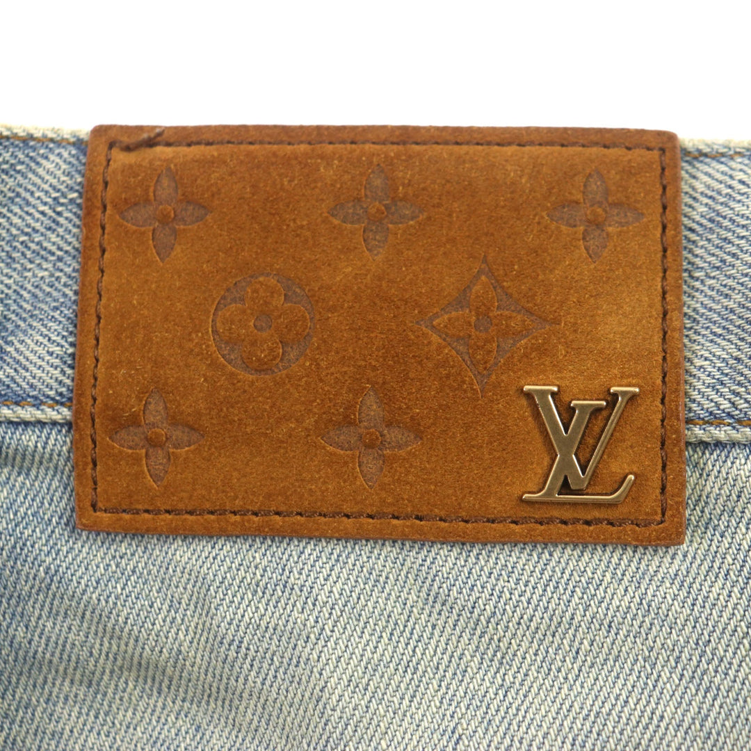 LOUIS VUITTON Denim pants Main: 100% cotton, Lining: 100% cotton, Leather part: Cowhide Blue type mens 30 Used Authentic