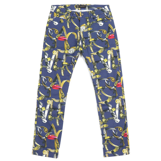 VERSACE Denim pants A69903 Main: 98% cotton, Main: 2% polyurethane, Lining: 100% cotton Blue multicolor mens 31 Used Authentic