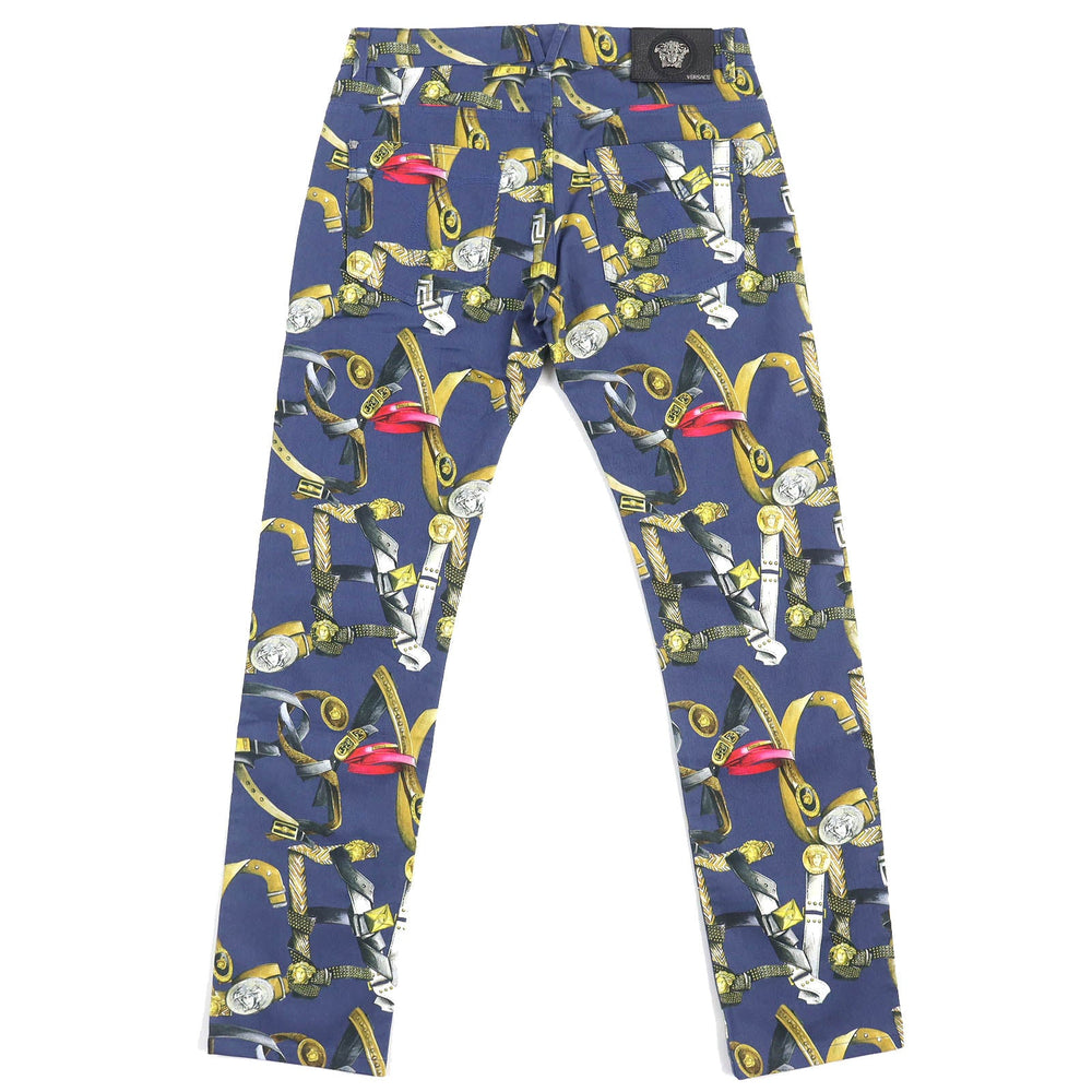 VERSACE Denim pants A69903 Main: 98% cotton, Main: 2% polyurethane, Lining: 100% cotton Blue multicolor mens 31 Used Authentic