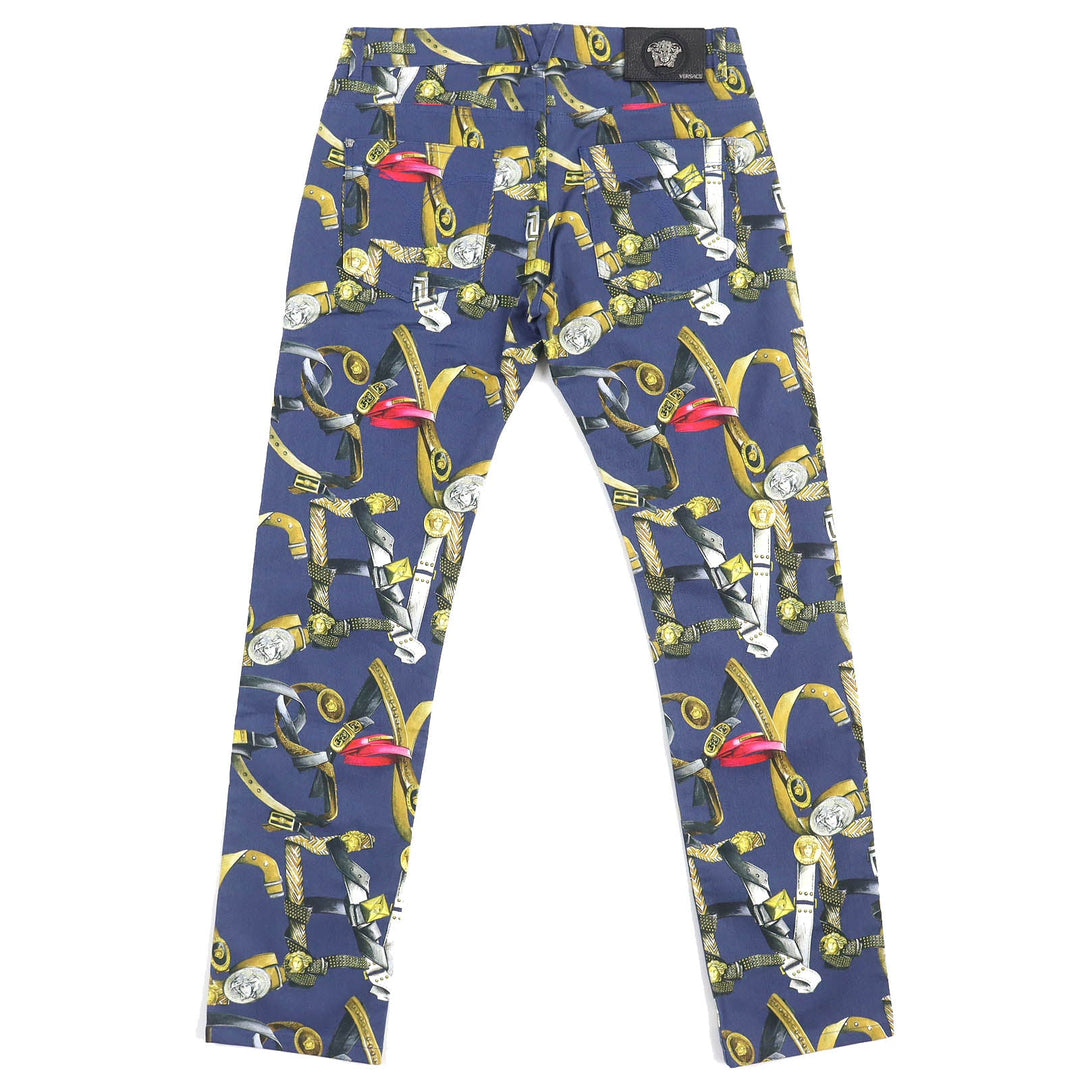 VERSACE Denim pants A69903 Main: 98% cotton, Main: 2% polyurethane, Lining: 100% cotton Blue multicolor mens 31 Used Authentic