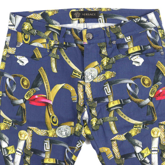 VERSACE Denim pants A69903 Main: 98% cotton, Main: 2% polyurethane, Lining: 100% cotton Blue multicolor mens 31 Used Authentic