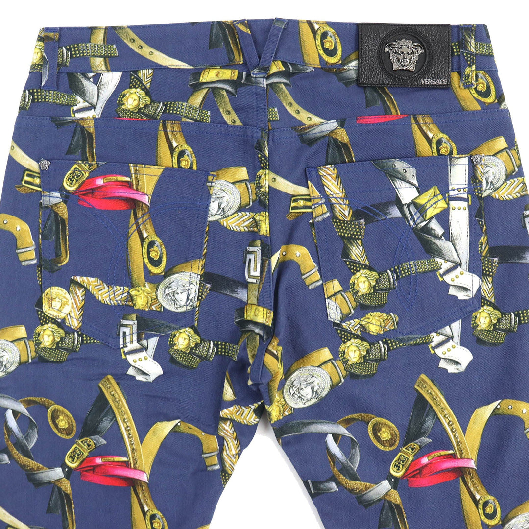 VERSACE Denim pants A69903 Main: 98% cotton, Main: 2% polyurethane, Lining: 100% cotton Blue multicolor mens 31 Used Authentic