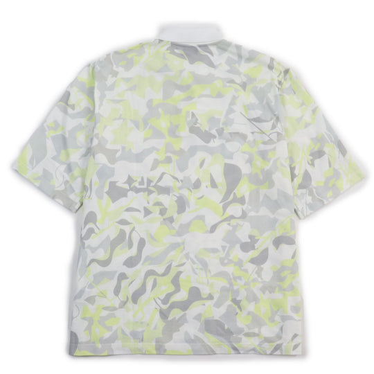 HERMES Short sleeve polo shirt Main: 100% cotton Gray yellow Puzzle Vegetal mens XL Used Authentic