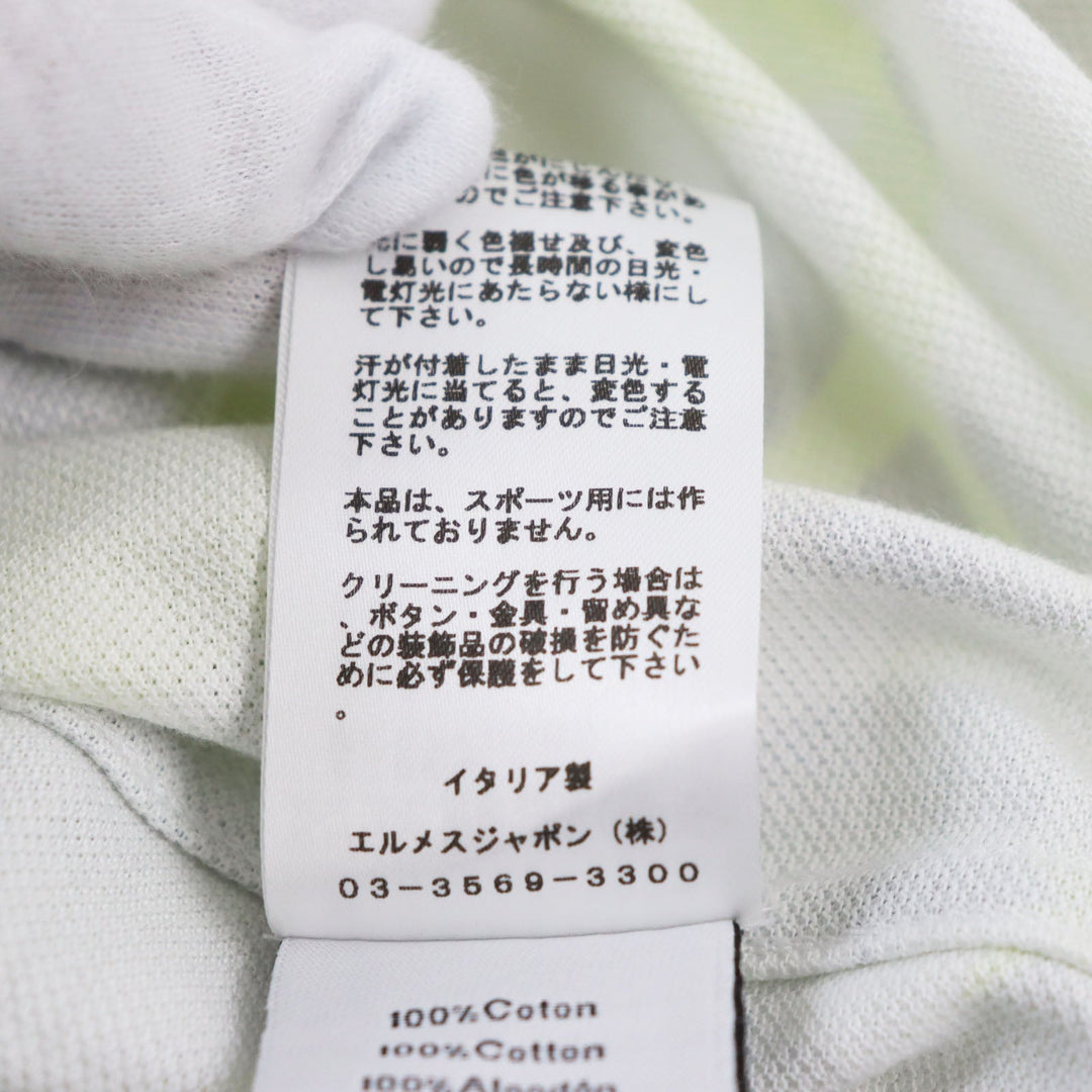 HERMES Short sleeve polo shirt Main: 100% cotton Gray yellow Puzzle Vegetal mens XL Used Authentic