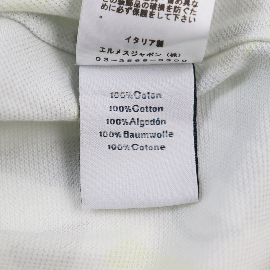 HERMES Short sleeve polo shirt Main: 100% cotton Gray yellow Puzzle Vegetal mens XL Used Authentic