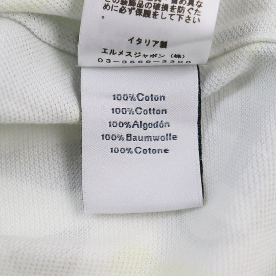HERMES Short sleeve polo shirt Main: 100% cotton Gray yellow Puzzle Vegetal mens XL Used Authentic