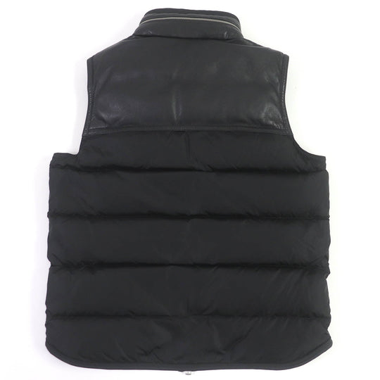 MONCLER Down vest Main: 100% polyamide (nylon), Part: Lamb leather, Filling: 90% down, Filling: 10% feather black MILLAIS GILET mens 3 Used Authentic