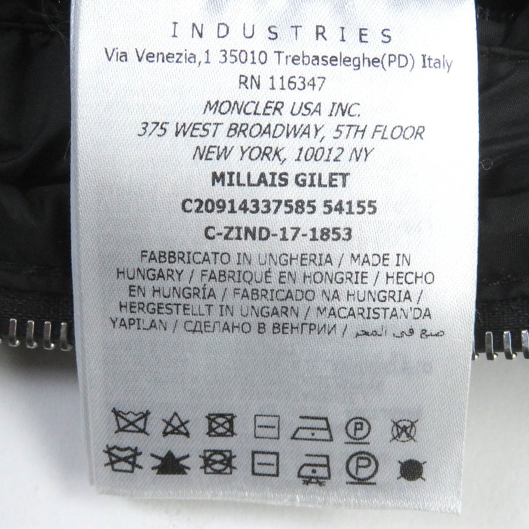 MONCLER Down vest Main: 100% polyamide (nylon), Part: Lamb leather, Filling: 90% down, Filling: 10% feather black MILLAIS GILET mens 3 Used Authentic