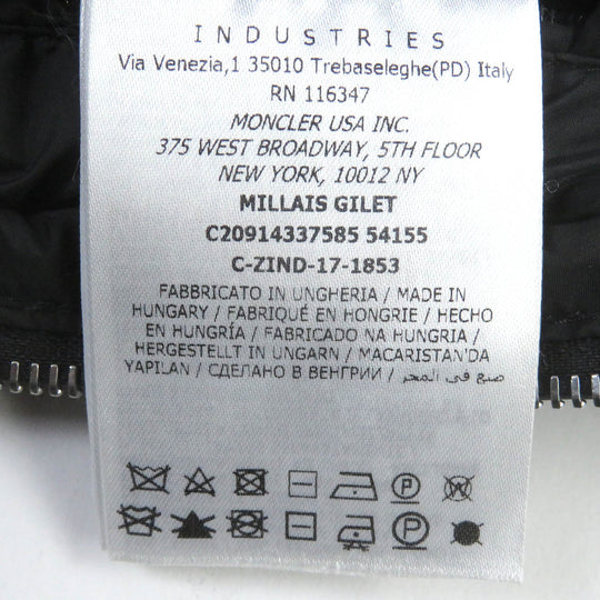 MONCLER Down vest Main: 100% polyamide (nylon), Part: Lamb leather, Filling: 90% down, Filling: 10% feather black MILLAIS GILET mens 3 Used Authentic