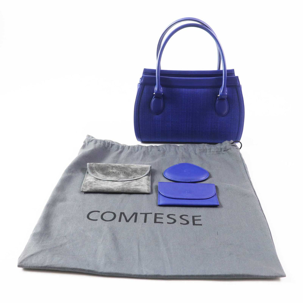 COMTESSE Handbag Horsehair Leather blue Women Used Authentic
