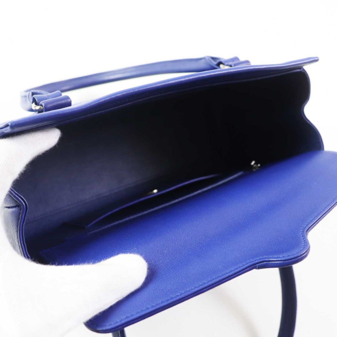 COMTESSE Handbag Horsehair Leather blue Women Used Authentic