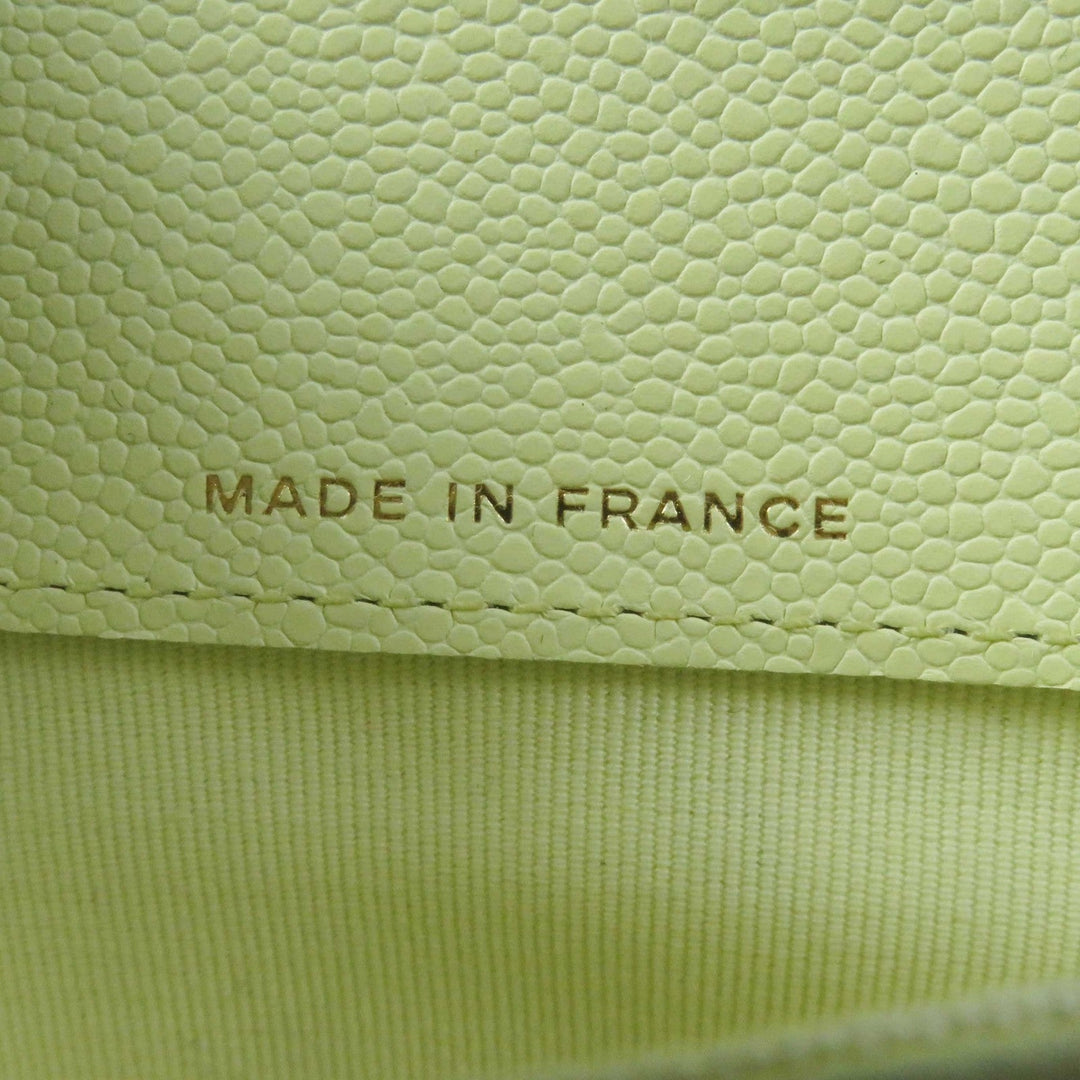 CHANEL Long Wallet Purse AP0241 Caviar skin Light yellow Matrasse Timeless Classic Line Women Used Authentic