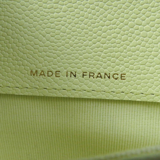CHANEL Long Wallet Purse AP0241 Caviar skin Light yellow Matrasse Timeless Classic Line Women Used Authentic
