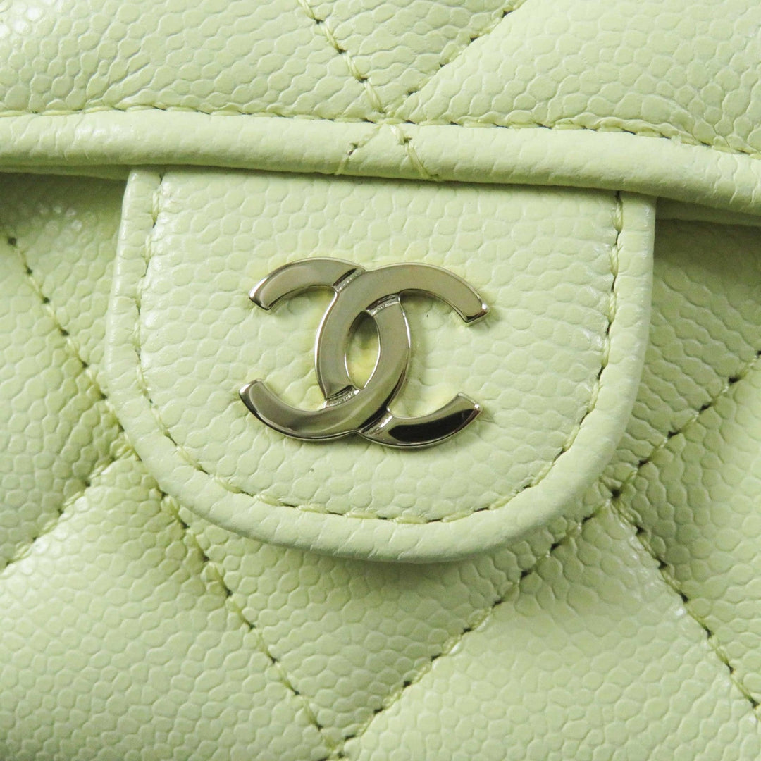 CHANEL Long Wallet Purse AP0241 Caviar skin Light yellow Matrasse Timeless Classic Line Women Used Authentic