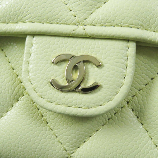 CHANEL Long Wallet Purse AP0241 Caviar skin Light yellow Matrasse Timeless Classic Line Women Used Authentic