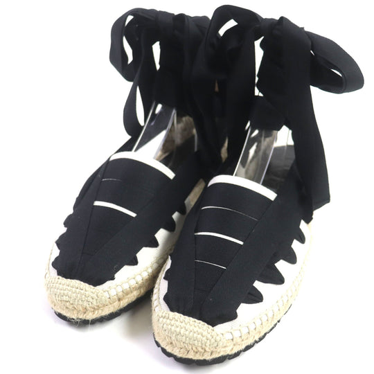 LOEWE Sandals 731911 Main: Canvas Black beige Espadrille mens 42 Used Authentic