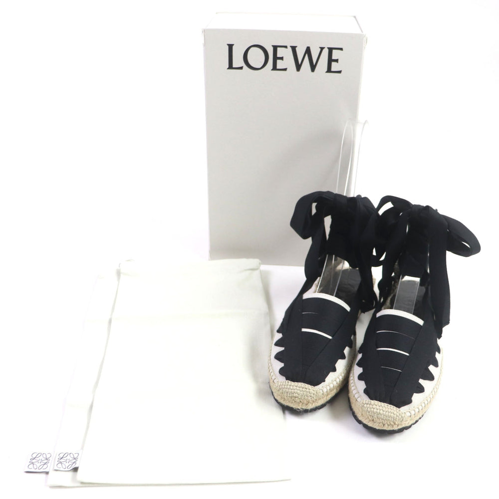LOEWE Sandals 731911 Main: Canvas Black beige Espadrille mens 42 Used Authentic