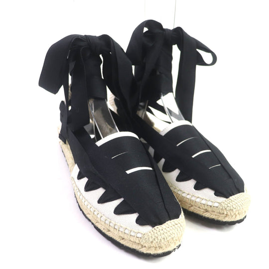 LOEWE Sandals 731911 Main: Canvas Black beige Espadrille mens 42 Used Authentic
