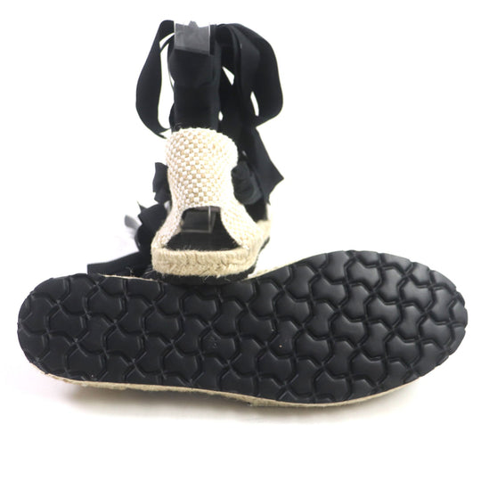 LOEWE Sandals 731911 Main: Canvas Black beige Espadrille mens 42 Used Authentic