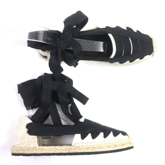 LOEWE Sandals 731911 Main: Canvas Black beige Espadrille mens 42 Used Authentic