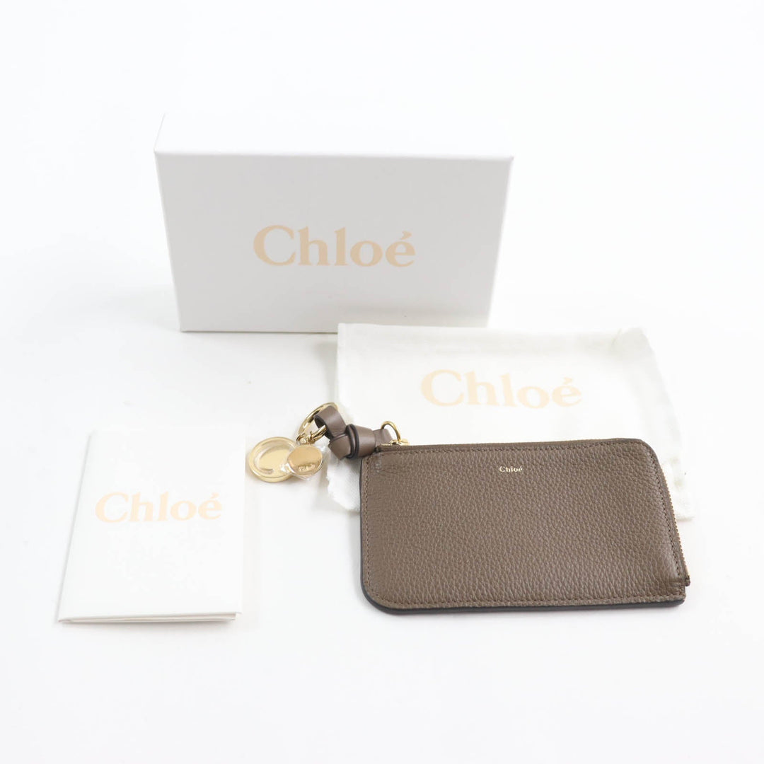Chloe Coin case Main: Leather Brown Alphabet wallet in grained leather Women Used Authentic