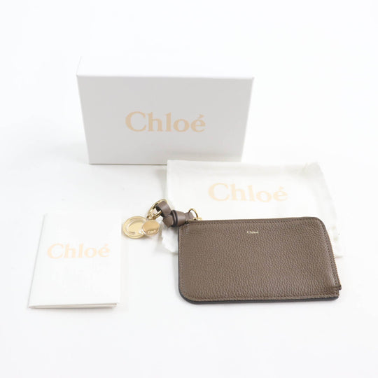 Chloe Coin case Main: Leather Brown Alphabet wallet in grained leather Women Used Authentic
