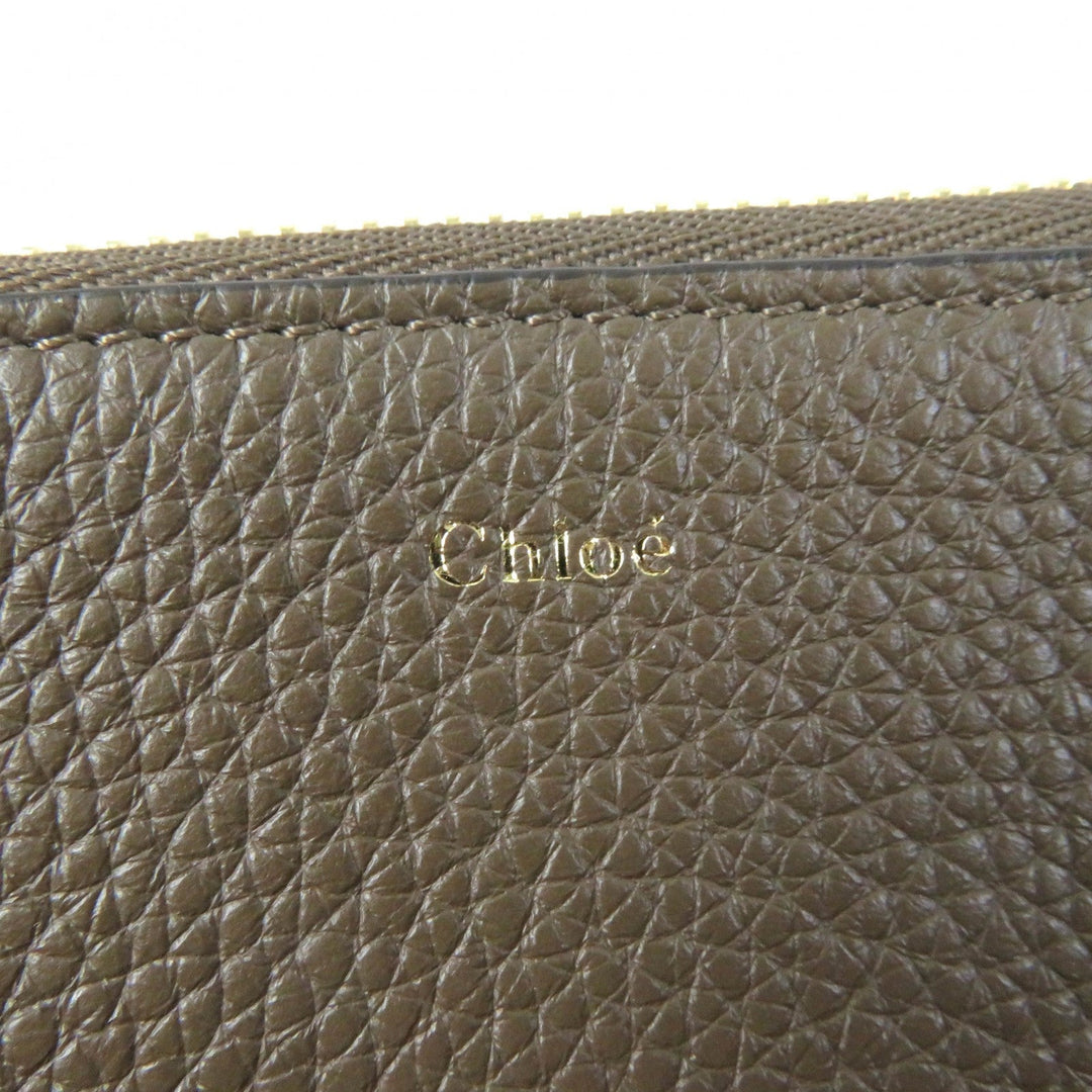 Chloe Coin case Main: Leather Brown Alphabet wallet in grained leather Women Used Authentic